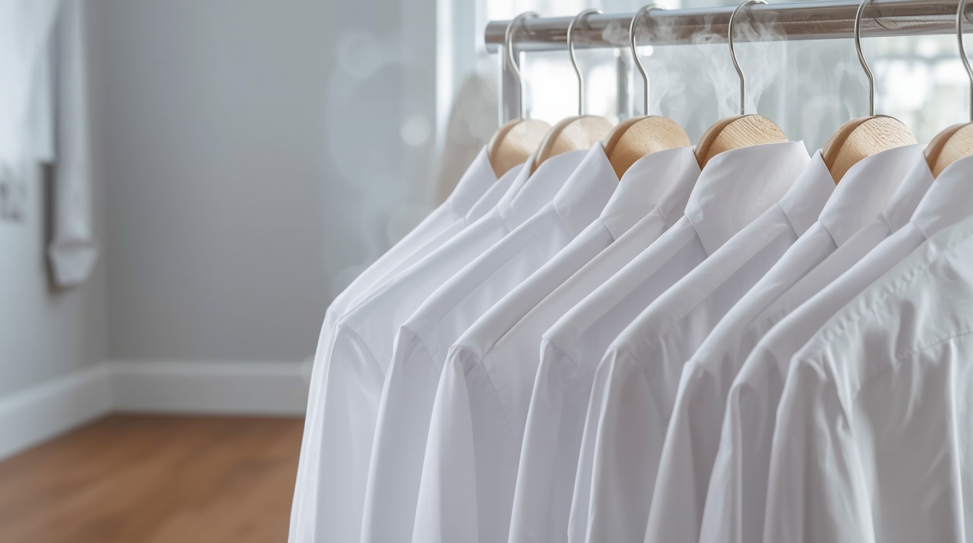 Lucid_Origin_A_stack_of_freshly_ironed_white_dress_shirts_hang_1
